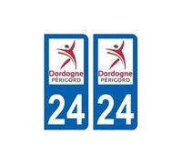 24 Dordogne Périgord logo autocollant plaque immatriculation auto sticker - Couleur : arrondis - Angles : arrondis