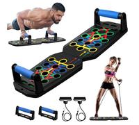 24 en 1 Planche Push Up, Pompe Musculation, Planche a Pompe Sport Pliable avec Poignées, 2 Corde de Tension, 20 Pads Adhésifs, Sac, Capacité Charge 150kg, Appareil Musculation Maison Entraînement