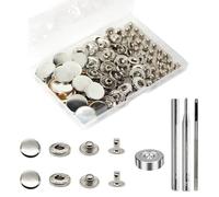 24 Ensembles de Boutons Pression, Boutons Pression en Laiton Basicon de 17 mm de Diamètre, Boutons Pression en Cuivre en Métal Bronze pour Vêtements avec Kit d’Outils de Fixation pour Cuir, Jeans