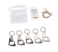 24 Ensembles de Porte-clés Empreinte de Bébé Souvenirs Ouvre-Bouteille Cadeaux et Décoration de Baby Shower avec Sacs en Organza Étiquettes de Remerciement Corde pour Invités Fête