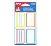 Surdiscount – Étiquettes scolaires 36 x 56 mm – 24 pièces – lignes vert, orange, bleu, rose