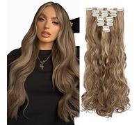 24" Extension a Clip 8 Bandes Ondulé - Extensions Cheveux Clips - Clip in Hair Extensions 140g - 60cm(24 pouces) # Sable Foncé/Blond Foncé
