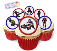 24 Fabulous Edible Pre-Cut Wafer Cake Toppers: Avengers