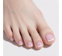 24 faux ongles à faire soi-même | Faux ongles courts et carrés | Faux ongles à pression | Faux ongles nude, rose et blanc | Faux ongles autocollants pour femme, gros orteil