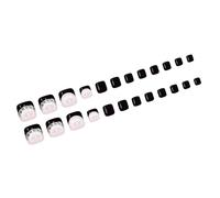 24 faux ongles carrés scintillants noirs avec des motifs floraux élégants et une finition hautement finie pour les fêtes, les mariages, les sabots carrés scintillants de fleurs noires de tous les