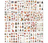 24 feuilles Activités Pour Les Fêtes De Noël, Maquillage De Noël Avec Des Faux Poils De Rousseur, Autocollants Pour Le Visage, Tatouages Temporaires 76 * 120MM A14