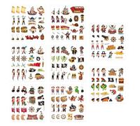 24 Feuilles Autocollants de Pirate pour Enfant,Anniversaire Pirate Cadeau Stickers Enfants,Cadeaux de Fête Sticker Pirate pour Enfants,Gommettes Autocollantes à Personnaliser,pour Scrapbooking,Carnet