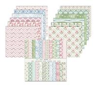 24 Feuilles Bloc de Papier Scrapbooking, 30,5 x 30,5 cm, 24 Designs Papiers Décoratifs, Double Face Scrapbooking de Papier pour Journal, Album ou Cadeau Décoration (Vert, 12 Inch)