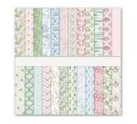 24 Feuilles Bloc de Papier Scrapbooking, 30,5 x 30,5 cm, 24 Designs Papiers Décoratifs, Double Face Scrapbooking de Papier pour Journal, Album ou Cadeau Décoration (Vert, 12 Inch)