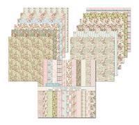 24 Feuilles Bloc Papier Scrap, 30,5 x 30,5 cm, Double Face Papier pour Scrapbooking, 24 Designs Papiers décoratifs de Cartonné pour Journal Album de Bricolage (Rose+Bleu, 12 Inch)