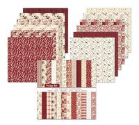 24 Feuilles Bloc Papier Scrap, 30,5 x 30,5 cm, Double Face Papier pour Scrapbooking, 24 Designs Papiers décoratifs de Cartonné pour Journal Album de Bricolage (Rouge, 12 Inch)