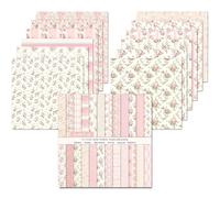 24 Feuilles Bloc Papier Scrap, 30,5 x 30,5 cm, Double Face Papier pour Scrapbooking, 24 Designs Papiers décoratifs de Cartonné pour Journal Album de Bricolage (Rose, 12 Inch)