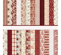 24 Feuilles Bloc Papier Scrap, 30,5 x 30,5 cm, Double Face Papier pour Scrapbooking, 24 Designs Papiers décoratifs de Cartonné pour Journal Album de Bricolage (Rouge, 12 Inch)