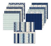 24 Feuilles Bloc Papier Scrap, 30,5 x 30,5 cm, Double Face Papier pour Scrapbooking, 24 Designs Papiers décoratifs de Cartonné pour Journal Album de Bricolage (Bleu, 12 Inch)