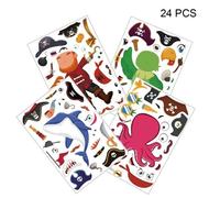 24 Feuilles D'autocollants Pour Bricolage, Décoration De Meubles À Thème Pirate, Auto-Adhésif, Facile À Décoller, Dessin Animé, Découpe 3d, Décor De Fête