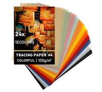 24 feuilles de papier calque coloré A4 - papier vitrail de qualité pour travaux manuels, lanternes, impression, dessins, scrapbooking et projets créatifs pour enfants.