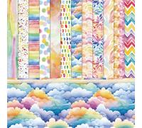 24 Feuilles Motif Coloré Matériel Scrapbooking en Papier Accessoires Décoratifs Bricolage Papeterie Papier à Motifs de Aquarelle Cartonné pour Décor Carte de Vœux Journal Plan Artisanat Album Photo