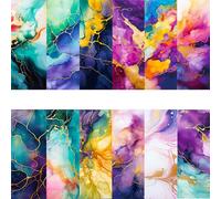 24 Feuilles Motif Coloré Matériel Scrapbooking en Papier Accessoires Décoratifs Bricolage Papeterie Papier à Motifs de Aquarelle Cartonné pour Décor Carte de Vœux Journal Plan Artisanat Album Photo