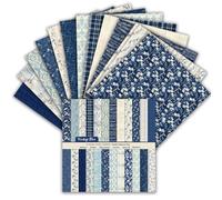 24 Feuilles Papier Scrap Double face, 15,2 x 15,2cm, 24 Designs Papier pour Scrapbooking, à Motif Papiers, Papiers décoratifs pour Fournitures de journal intime (Bleu, 6 Inch)