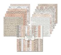 24 Feuilles Papier Scrap, Double Face Papier pour Scrapbooking, à Motif Papiers, 24 Designs Papiers décoratifs de Cartonné pour Fournitures de journal intime (Rouge et Beige, 30,5x30,5cm)