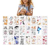 24 Feuilles Tatouages Éphémères Pour Chats Écologiques Mignons Et Amusants ; Cache Cicatrices Personnalisés ; Autocollants Temporaires Pour Garçons Filles Et Enfants