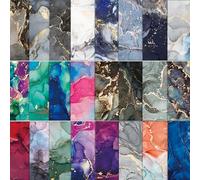 24 Feuilles Veine de Marbre Matériel Scrapbooking en Papier Accessoires Décoratifs Bricolage Papeterie Papier à Motifs de Aquarelle pour Décor Noël Carte de Vœux Journal Plan Artisanat Album Photo