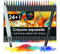 24 Feutre Aquarelle Stylos Pinceaux Avec Pinceau À Réservoir D'eau - Kit Brush Pen Watercolor - Lot De Stylo Aquarelle - Feutres Aquarelle Pour Peinture Hand Lettering Calligraphie