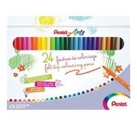 24 feutres de coloriage - Pour enfant - Pointe moyenne - Lavable - Pentel Arts