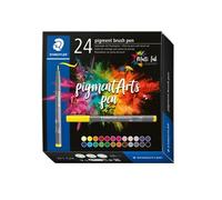 Staedtler Feutres Pigment Arts Pen – Pointe pinceau – 24 couleurs basiques