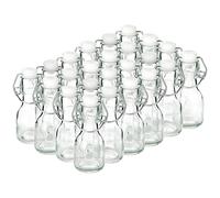 24 Fioles en Verre de 75 ml, Mini bouteilles à Liqueur de Remplissage avec Bouchon Mécanique