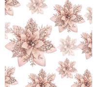 24 Fleurs de Poinsettia de Noël Artificielles à Paillettes Poinsettias Scintillants de Mariage Décoration de Fleurs de Sapin de Noël avec Clips, 15 cm, 10 cm, 8 cm (Or Rose)