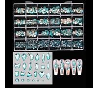 24 grilles mixtes ongles art race stones ongles plats art charme verre ongles strass décorations d'art