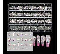 24 grilles mixtes ongles art race stones ongles plats art charme verre ongles strass décorations d'art