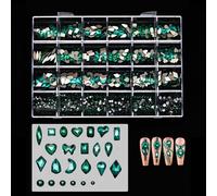 24 grilles mixtes ongles art race stones ongles plats art charme verre ongles strass décorations d'art