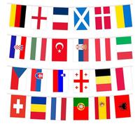 24 Guirlande de Drapeaux du Monde Coupe du Monde Football 2025,Coupe Europe 2025 8M Multicolore Guirlande de Drapeau Décoration Fête Jardin Bar Intérieur Extérieur pour Événements Sportifs Europe