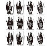 24 Henné Pochoirs De Tatouage, Feuilles Pochoirs De Henné S, Pochoir Henné Main, Henné Pochoirs De Tatouage Temporaire, Pour Peinture À La Main Et Le Corps Motif Fleurs Et Roses