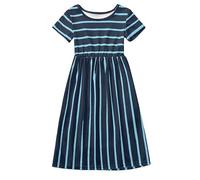 24 histoires de l'Avent pour enfants, filles, manches courtes, imprimé rayé, robe de princesse, robe arc-en-ciel, pour fille, bleu foncé, 7-8 ans