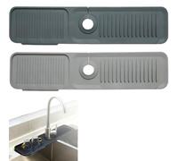 24 inch Silicone Faucet Mat for Kitchen Sink Splash Guard-Absorbent Faucet Mat, Sink Water Splash Guard, Drying Properties - Protective Tray Ideal for Kitchen & Bathroom (2PCSA)