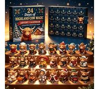 24 Jours Calendrier de l’Avent Vache Highland 3D Magique | Calendrier de l’Avent Comptage : découvrez chaque jour du 1er décembre à la veille de Noël 24 figurines numérotées