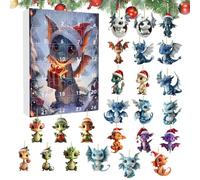 24 jours de Noël Calendrier à rebours avec 24pcs Dragon Pendant, Dragon Advent Calendars 2025, suspension des ornements d'arbre de Noël en acrylique, 2d acrylique dragon bébé ornements d'arbre de Noël