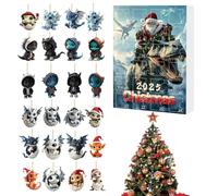 24 Jours Décorations Calendrier de l'Avent | Miroir intérieur 2D Décorations bébé en acrylique 2D Calendrier de l'Avent 24 jours | Calendrier de compte de Noël 2025 pour enfants adultes, pendentif