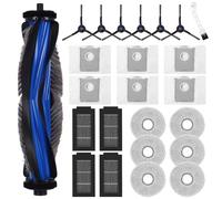 24 Kit Pièces d'rechange Compatible pour ECOVACS DEEBOT T50 Max / T50 Pro / T50 Omni / T50 Pro Omni,4 Filtres,6 Brosses latérales,6 Sacs à Poussière,6 Chiffons,1 Brosse Principale