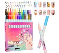 24 marqueurs d'illustration ombrés - Stylos à encre à faible odeur, design adapté aux | Stylos à ongles en Gel de 0.5mm, accessoires de peinture à séchage rapide pour débutants, adolescentes,