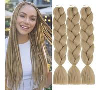 #24 Marron Clair Meches Pour Tresses Africaine 3 Paquets 24 Pouces Braid Pré éTiré Braids Meches Pre Tiré Long Easy Braids Knotless Yaki Nattes Extensions Rajout Cheveux Tresses
