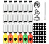 24 Mini Bouteille Verre 60ml, Bouteilles Miniatures Réutilisables avec Bouchons Noirs et Entonnoir, Petite Bouteille en Verre Vide, Mignonette Vide Pour Huiles Essentielles, Shots de Gingembre et Plus