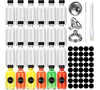 24 Mini Bouteille Verre 60ml,Bouteilles Miniatures S Avec Bouchons Noirs Et Entonnoir,Petite Bouteille En Verre Vide,Mignonette Vide Pour Huiles Essentielles,Shots De Gingembre Et Plus