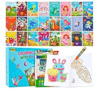 24 Mini Livre Coloriage pour Enfants, Cahier de Coloriage con 18 Crayons de Couleurs, 24 Styles Activités Livre DIY Dessin Feutres pour Enfants de 3 à 9 ans Cadeau Anniversaire