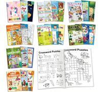 24 mini livres d'activités comme cadeaux pour enfants de 4 à 8 ans et de 8 à 12 ans. Amusants et pleins de défis incluant des labyrinthes, des points à relier, des mots croisés, des mots mêlés et plus