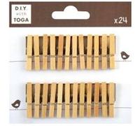 D.I.Y with Toga DKO009 Lot de 24 Mini pinces à linge fantaisie Bois Brut 3 x 0,4 x 1 cm
