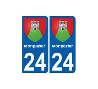24 Monpazier blason autocollant plaque stickers ville - Angles : arrondis